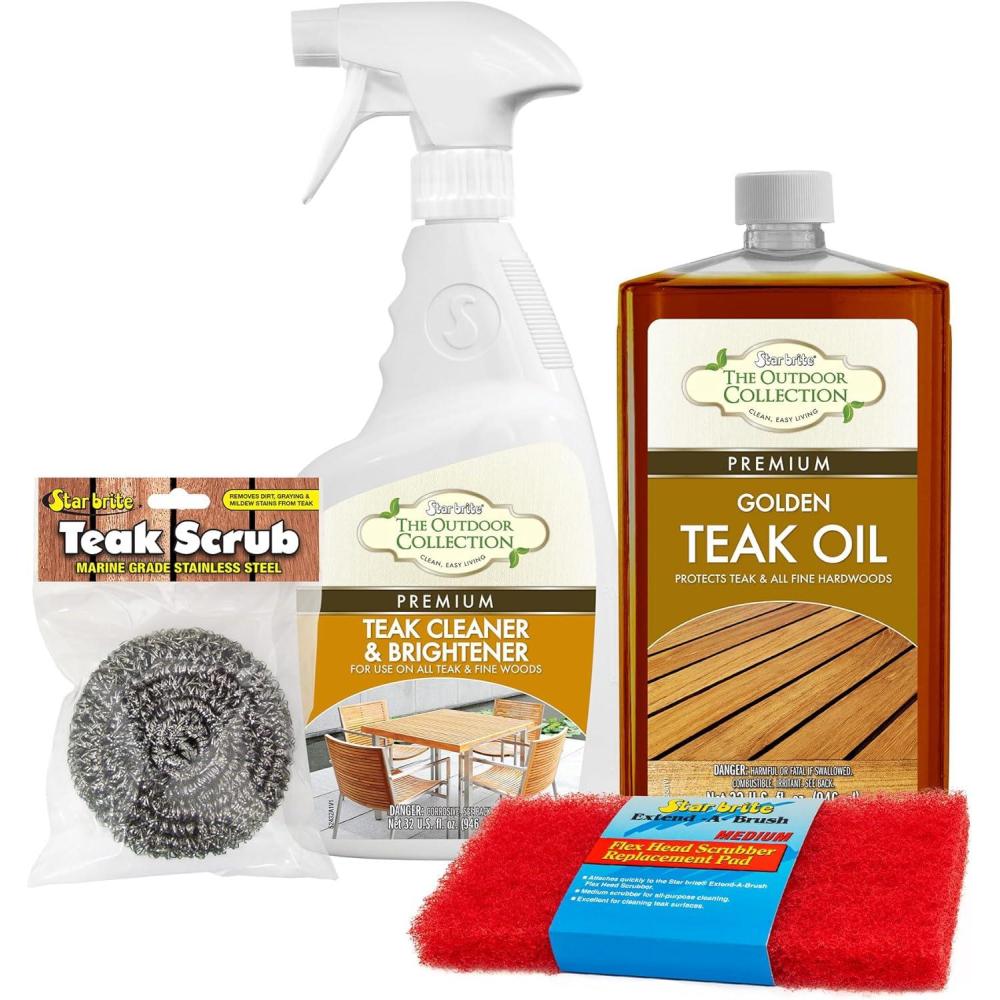 image:imageSTAR BRITE Outdoor Collection Premium Golden Teak Oil for Use On All Teak amp Fine Woods Ultimate Protection from Sun amp Harsh Weather 16 OZ 052216Complete Kit