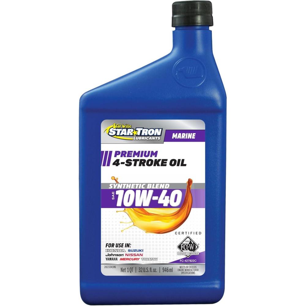 image:imageSTAR BRITE Star Tron Premium 4 Stroke Marine Oil 10W30 Synthetic Blend Engine Oil for Outboards Gasoline Inboards amp Stern Drives NMMA FCW Certified 1 GAL 02810010w40