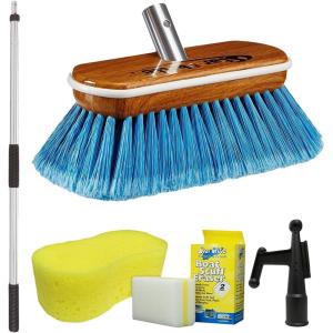 image:imageSTAR BRITE Premium Brush Combo Comes With Heavy Duty Extending 3  6 Handle with 8 Synthetic Wood Brush Boat Hook Attachment  Bonus ExtrasBlue  Medium